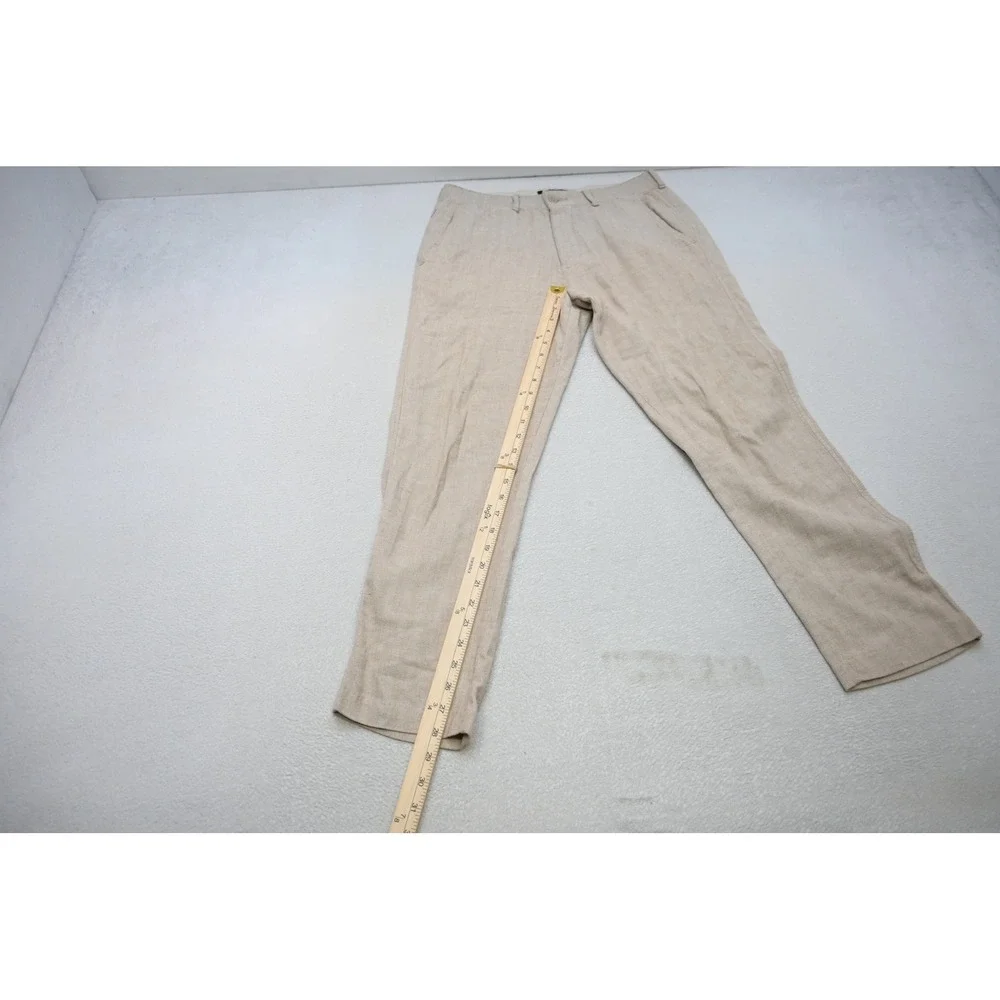 Abercrombie & Fitch Straight Stretch Pants Mens 32x30 Beige Herringbone Pants